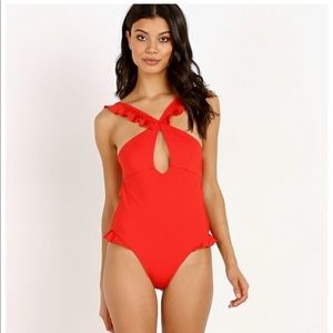 For love and lemons Rodeo Keyhole One Piece (Red)